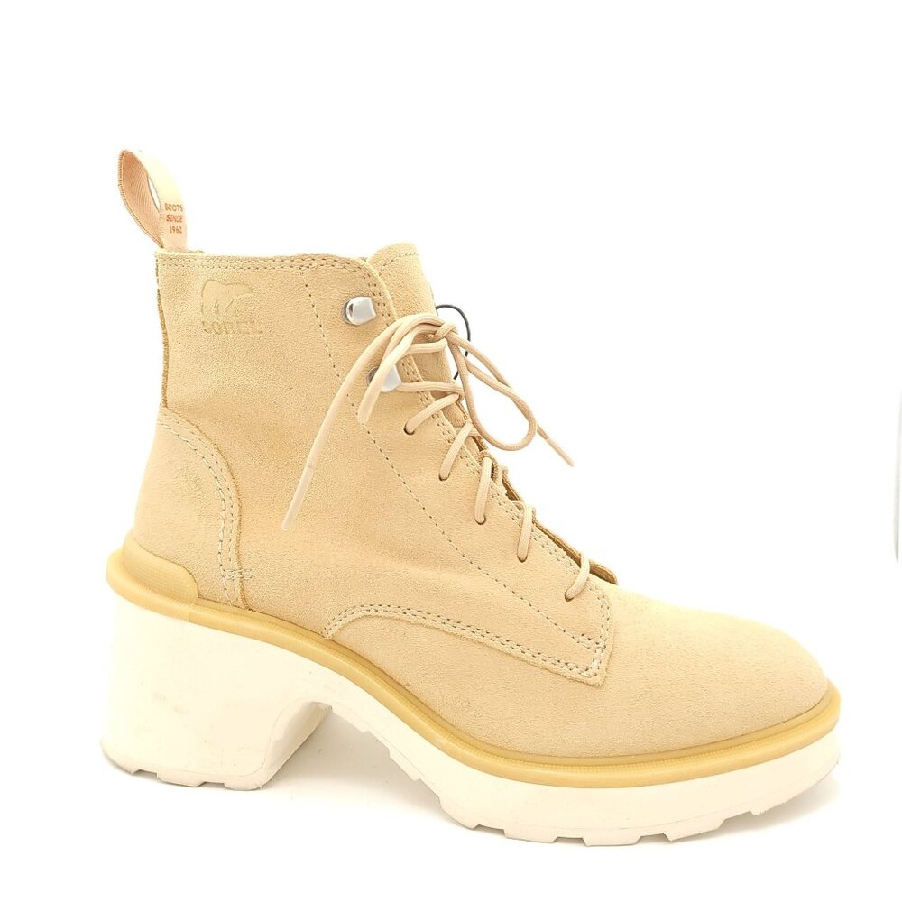NEW Sorel Hi Line Lace Up Boots Womens 9.5 Tan Suede Outdoors Gorpcore Grunge